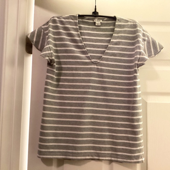 J. Crew Tops - J. Crew Ladies Top Gray w/white stripe size S